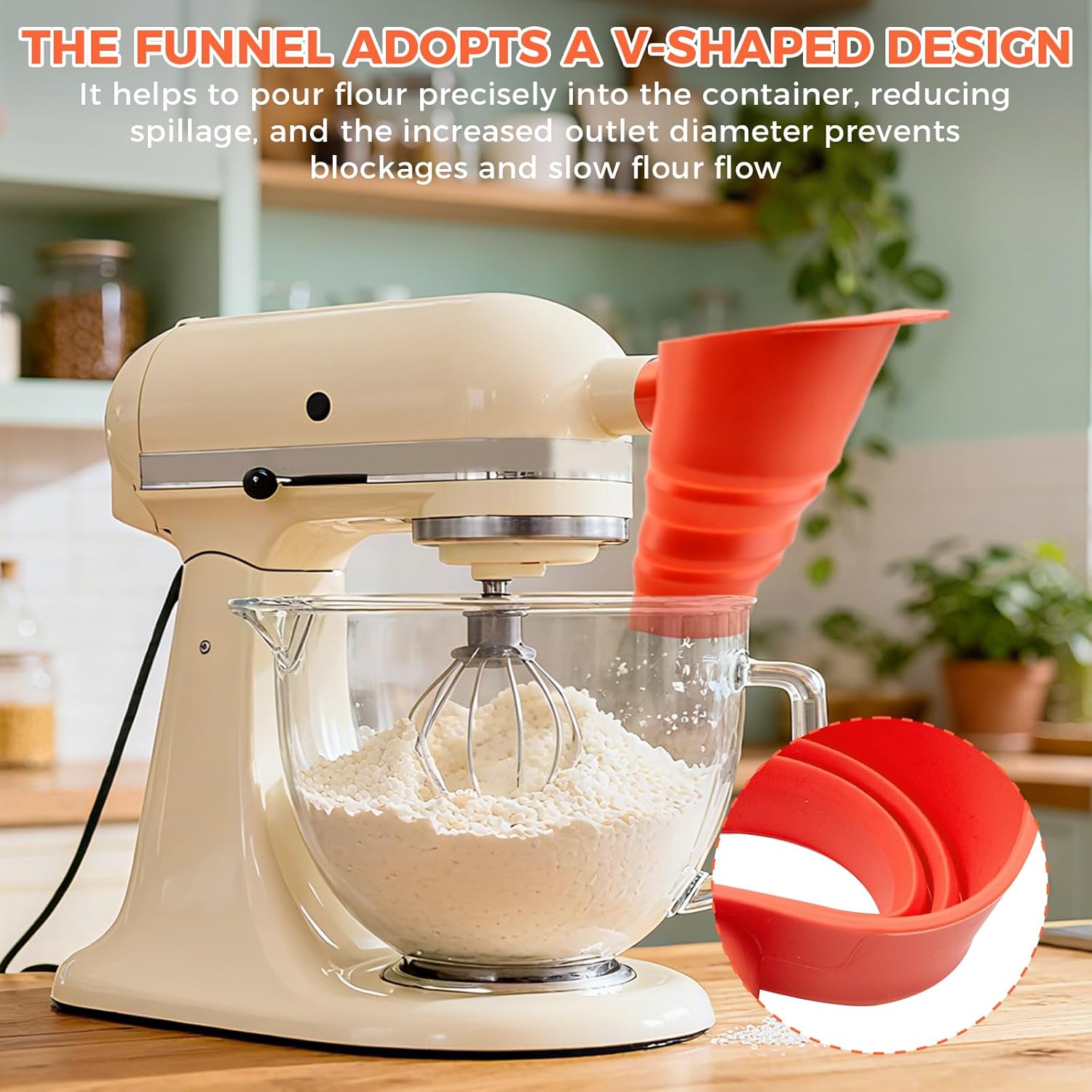 Silikonowy lejek do mąki, czer – Kitchen Baking Aid recenzja i cena