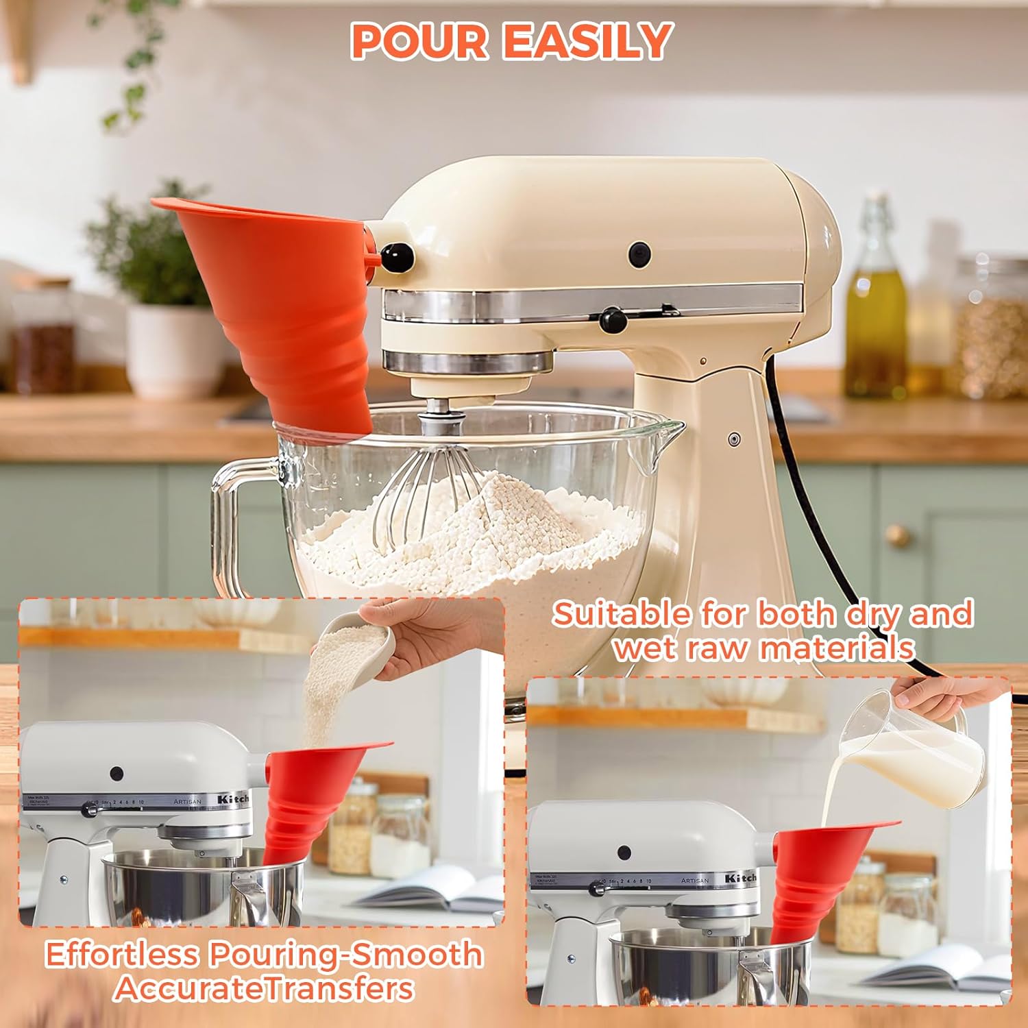 Silikonowy lejek do mąki, czer – Kitchen Baking Aid recenzja i cena